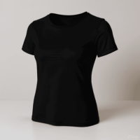 Half Sleeve Top black Embrilla - بيزك قطن نص كم امبريلا اسود