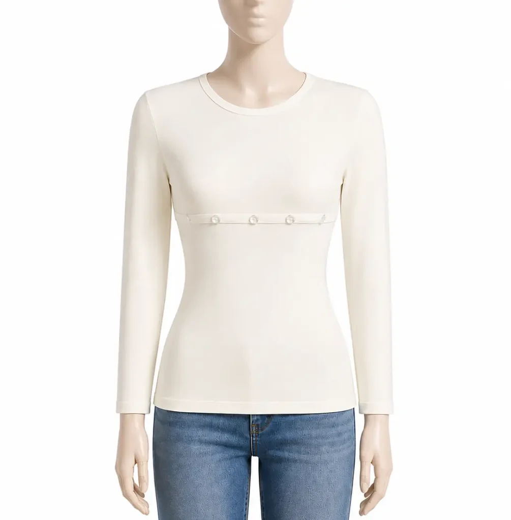 بيزك رضاعه كم بزراير كريمي امبريلا long seleeve nursing top buttons creamy embrilla
