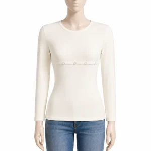 بيزك رضاعه كم بزراير كريمي امبريلا long seleeve nursing top buttons creamy embrilla